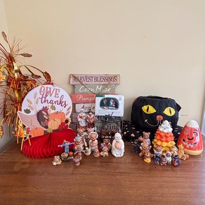 LOT 102: Harvest Blessings & More Collection: Dept 56 Best of the Harvest Figures, Lenox Ghost, Turkey & Scarecrow Wade Whimsies,...