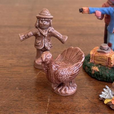 LOT 102: Harvest Blessings & More Collection: Dept 56 Best of the Harvest Figures, Lenox Ghost, Turkey & Scarecrow Wade Whimsies,...