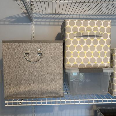 LOT 104: Collapsible Storage Cube, Plastic Storage Containers & More