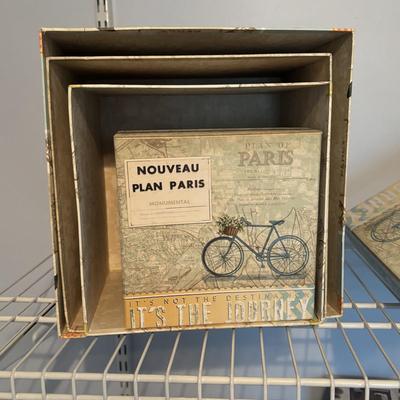 LOT 105: Home Decor Storage Boxes in Various Sizes & Shapes, DSW Foldable Trunk Organizer & More