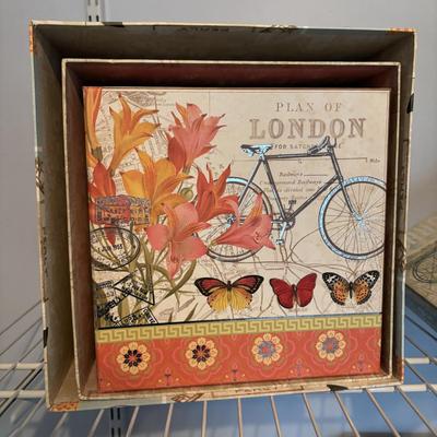 LOT 105: Home Decor Storage Boxes in Various Sizes & Shapes, DSW Foldable Trunk Organizer & More