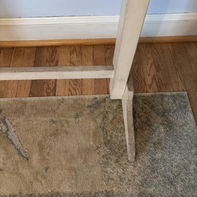 LOT 106: Small Accent Table, Wooden Quilt Rack, Wooden Clothing Rack, Wool Throw Blanket