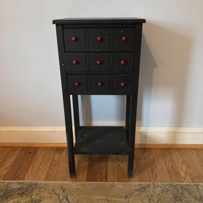 LOT 106: Small Accent Table, Wooden Quilt Rack, Wooden Clothing Rack, Wool Throw Blanket