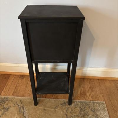 LOT 106: Small Accent Table, Wooden Quilt Rack, Wooden Clothing Rack, Wool Throw Blanket