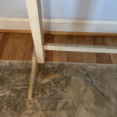 LOT 106: Small Accent Table, Wooden Quilt Rack, Wooden Clothing Rack, Wool Throw Blanket