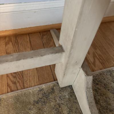 LOT 106: Small Accent Table, Wooden Quilt Rack, Wooden Clothing Rack, Wool Throw Blanket