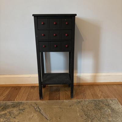 LOT 106: Small Accent Table, Wooden Quilt Rack, Wooden Clothing Rack, Wool Throw Blanket