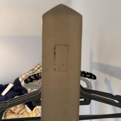 LOT 106: Small Accent Table, Wooden Quilt Rack, Wooden Clothing Rack, Wool Throw Blanket