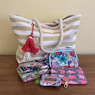 LOT 107: Vera Bradley Tote, Compact Organizer, Note Pads along with Simply Southern ID Wallet & Wristlet