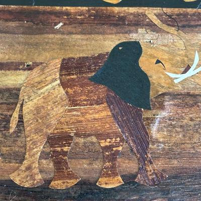 LOT 108: Natural Banana Leaf Fiber Art, Besty Fowler "Pals" Elephant Painting, Elephant Cross Body Bags, Woven Textile w/Large...