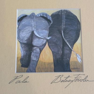 LOT 108: Natural Banana Leaf Fiber Art, Besty Fowler "Pals" Elephant Painting, Elephant Cross Body Bags, Woven Textile w/Large...