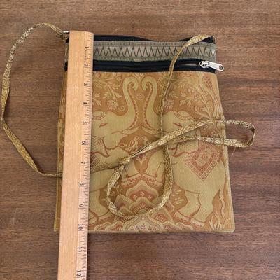 LOT 108: Natural Banana Leaf Fiber Art, Besty Fowler "Pals" Elephant Painting, Elephant Cross Body Bags, Woven Textile w/Large...