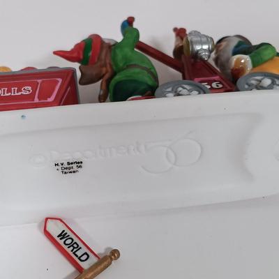 LOT 109: Christmas Village Miniatures - People, Trees and Decor