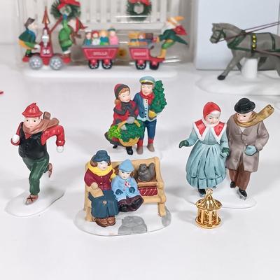 LOT 109: Christmas Village Miniatures - People, Trees and Decor