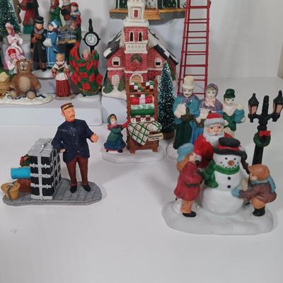 LOT 110: Christmas Village Miniatures - People, Gazebo, Decor & More