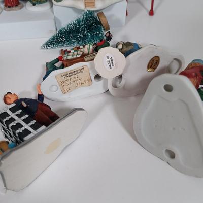 LOT 110: Christmas Village Miniatures - People, Gazebo, Decor & More