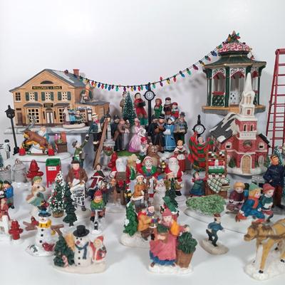 LOT 110: Christmas Village Miniatures - People, Gazebo, Decor & More