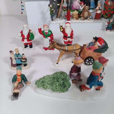 LOT 110: Christmas Village Miniatures - People, Gazebo, Decor & More