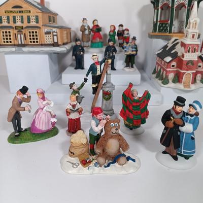 LOT 110: Christmas Village Miniatures - People, Gazebo, Decor & More