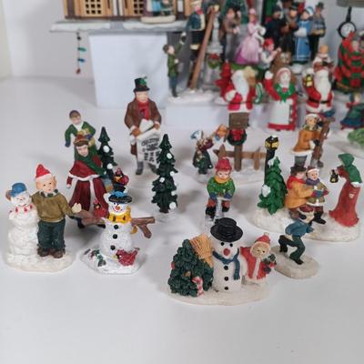 LOT 110: Christmas Village Miniatures - People, Gazebo, Decor & More