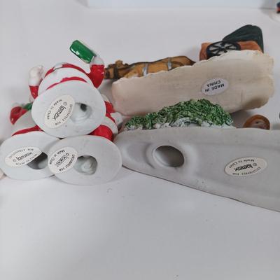 LOT 110: Christmas Village Miniatures - People, Gazebo, Decor & More