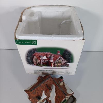 LOT 111: Department 56 Santa's Workshop, The Old Curiosity Shop, Abington Lock Keeper's & Booter and Cobbler