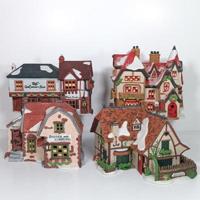 LOT 111: Department 56 Santa's Workshop, The Old Curiosity Shop, Abington Lock Keeper's & Booter and Cobbler