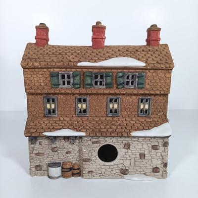 LOT 112: Department 56 Christmas Bread Bakers, Boarding School, Spider Box Locks & Hedgerow Garden Cottage