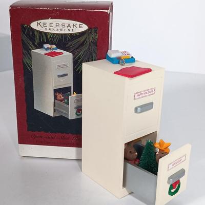 LOT 113: Hallmark Christmas Ornaments with a Collection of Miniature Ornaments & Gold-Tone Metal House Ornaments