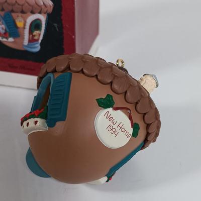 LOT 113: Hallmark Christmas Ornaments with a Collection of Miniature Ornaments & Gold-Tone Metal House Ornaments