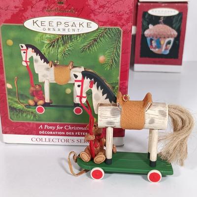 LOT 113: Hallmark Christmas Ornaments with a Collection of Miniature Ornaments & Gold-Tone Metal House Ornaments