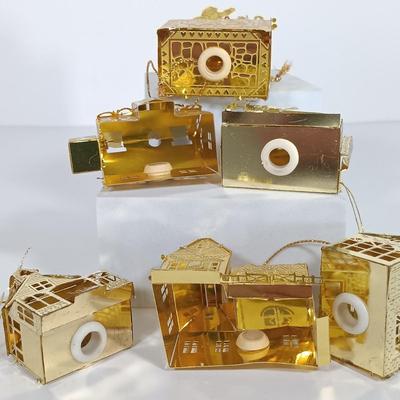 LOT 113: Hallmark Christmas Ornaments with a Collection of Miniature Ornaments & Gold-Tone Metal House Ornaments