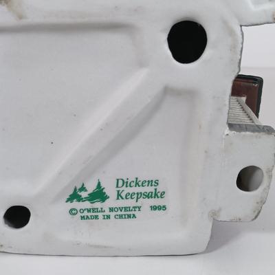 LOT 115: Department 56 Crooked Fence Cottage, Harper's Farm and Elf Bunk House with Dickens Keepsake Inn