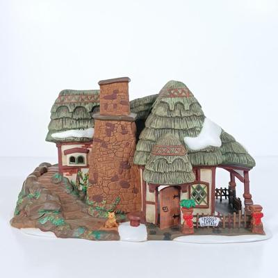 LOT 115: Department 56 Crooked Fence Cottage, Harper's Farm and Elf Bunk House with Dickens Keepsake Inn
