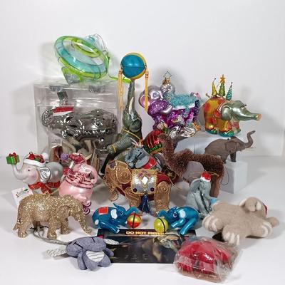 LOT 116: Elephant Themed Ornaments and Home Decor