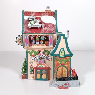 LOT 118: Dept 56 Greenhouse, Physician, Glacier Gazette, North Pole Dolls & Jack in the Box Plant No. 2