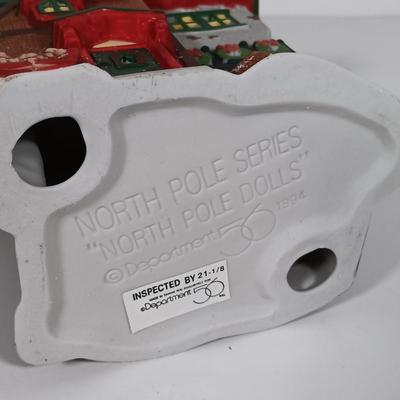 LOT 118: Dept 56 Greenhouse, Physician, Glacier Gazette, North Pole Dolls & Jack in the Box Plant No. 2