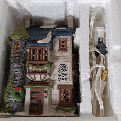 LOT 119: Dept 56 Theatre Royal, Coffee House, Wool Shop, By the Pond & Mutton and Ham