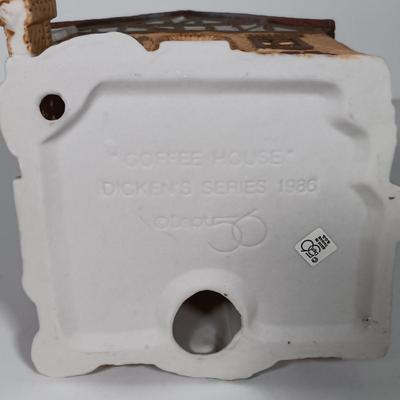 LOT 119: Dept 56 Theatre Royal, Coffee House, Wool Shop, By the Pond & Mutton and Ham