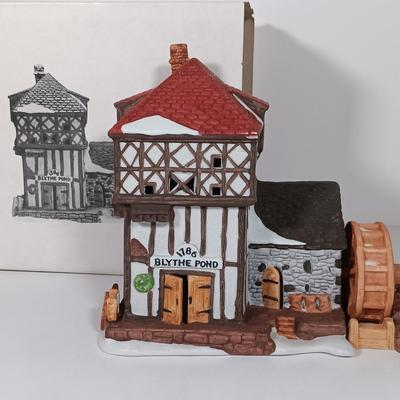 LOT 119: Dept 56 Theatre Royal, Coffee House, Wool Shop, By the Pond & Mutton and Ham