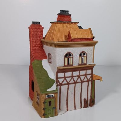 LOT 119: Dept 56 Theatre Royal, Coffee House, Wool Shop, By the Pond & Mutton and Ham