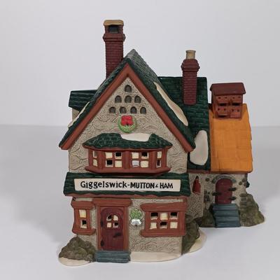 LOT 119: Dept 56 Theatre Royal, Coffee House, Wool Shop, By the Pond & Mutton and Ham