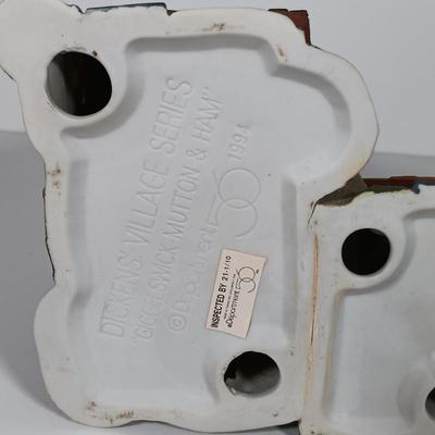 LOT 119: Dept 56 Theatre Royal, Coffee House, Wool Shop, By the Pond & Mutton and Ham