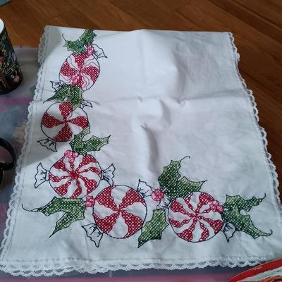 LOT 121: Christmas Collection - (3) Cases of Ornaments, Vintage Cardboard Santa's, Plastic Popcorn Noel Sign & More