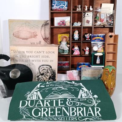 LOT 127: Hallmark Alice in Wonderland Miniatures, Owlcrate Exclusive Tote Bag, Wall Art & More