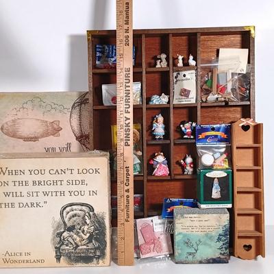 LOT 127: Hallmark Alice in Wonderland Miniatures, Owlcrate Exclusive Tote Bag, Wall Art & More