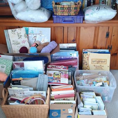 LOT 133: Large Collection of Crafting Supplies - Scrapbooking, Photo Albums, Embroidery & More