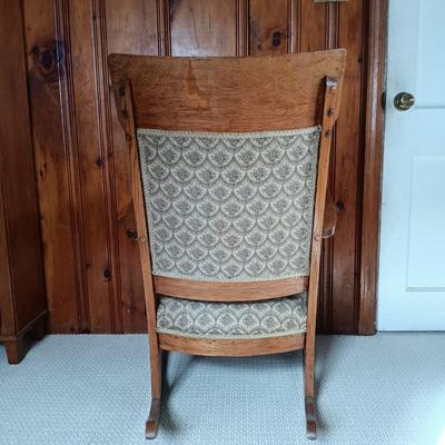 LOT 135: Mission-Style Oak Rocking Chair