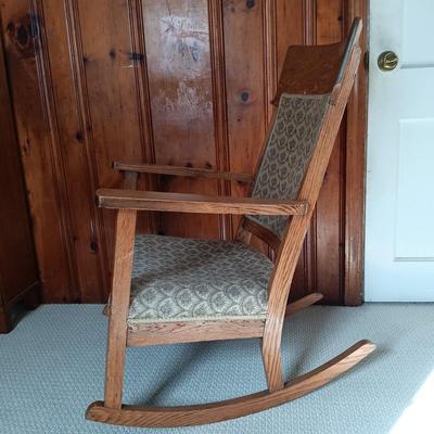 LOT 135: Mission-Style Oak Rocking Chair
