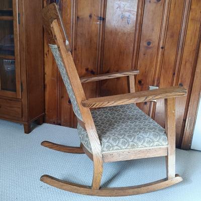 LOT 135: Mission-Style Oak Rocking Chair